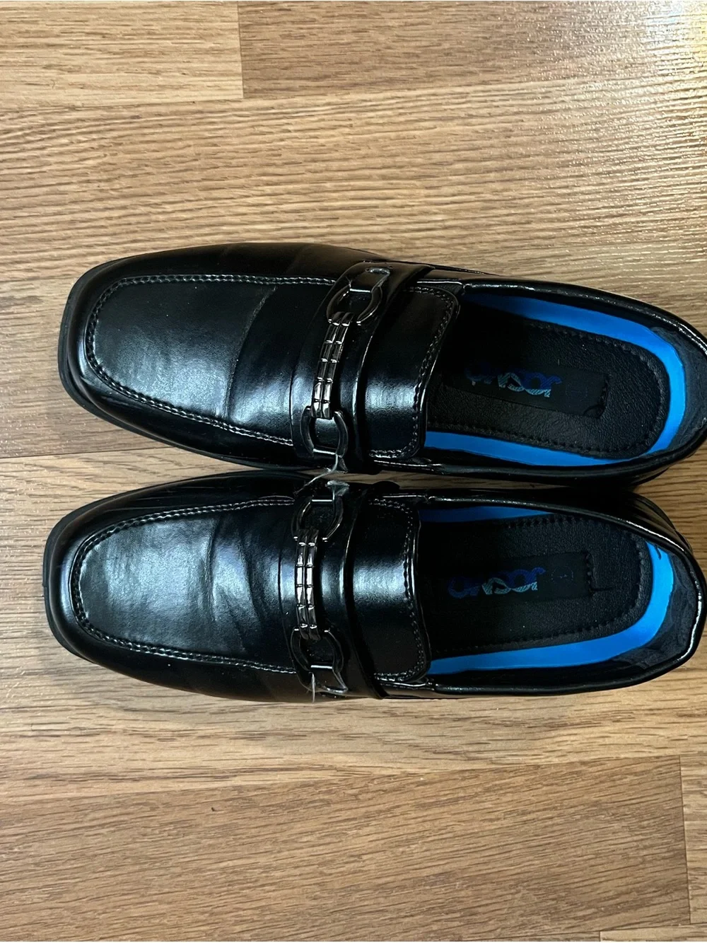 Kids Black Leather Slip-On Loafers